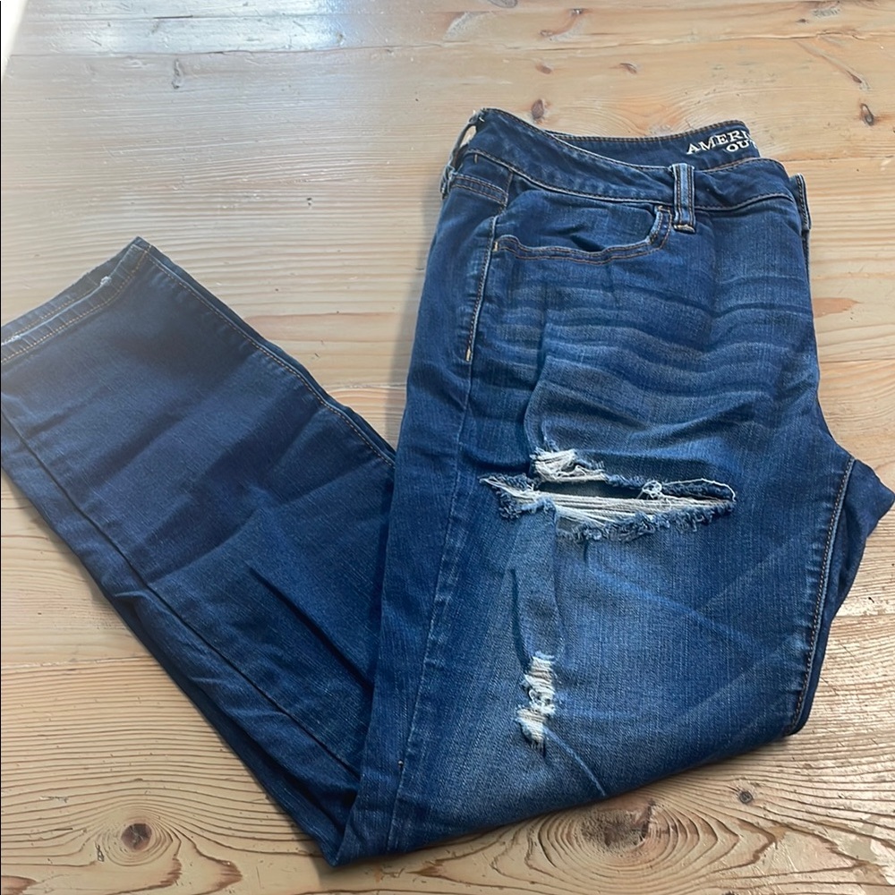 Distressed Blue Jeans